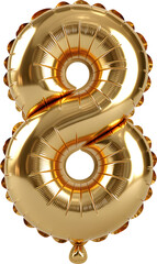 Golden Foil Balloon Number 8 Eight