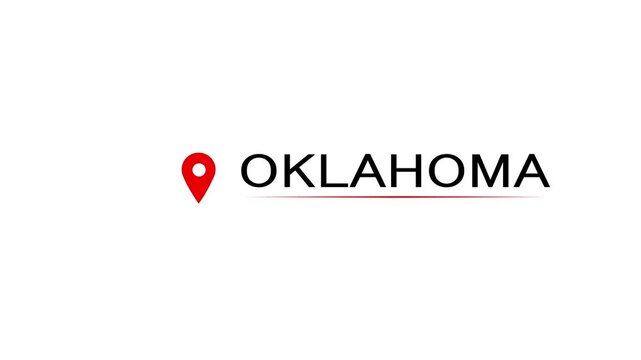 OKLAHOMA Location Animation | GPS Map Pin Tracking Icon 4K with Alpha Channel , Animated OKLAHOMA Map Marker | GPS Tracking Location Pin Transparent Background
