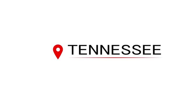 TENNESSEE Location Animation | GPS Map Pin Tracking Icon 4K with Alpha Channel , Animated TENNESSEE Map Marker | GPS Tracking Location Pin Transparent Background