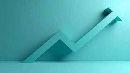 A teal-colored arrow, pointing upwards, on a teal background. The arrow signifies growth and direction