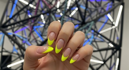 Vibrant Neon Yellow French Manicure Nail Art
