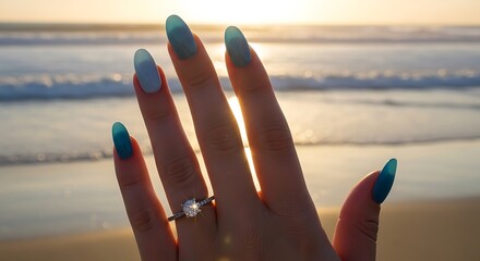 Diamond Engagement Ring at Sunset Beach