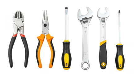 Essential Hand Tools Collection On Black Background