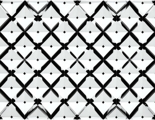 Naklejka premium A monochromatic geometric design featuring repeating diamond shapes with central small black dots and X patterns