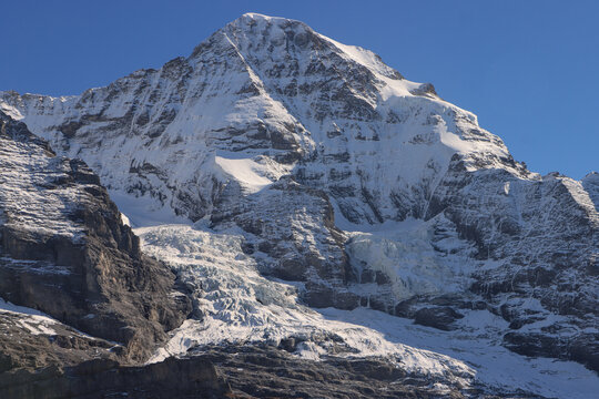 M&ouml;nch (4107) mit Eigergletscher; Blick von der Kleinen Scheidegg