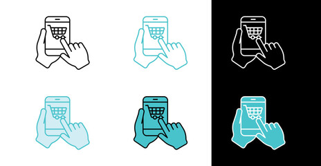 Add to cart button icon for mobile shopping and online retail in line and fill style