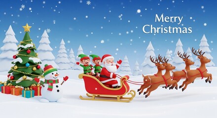 Merry christmas background with santa claus