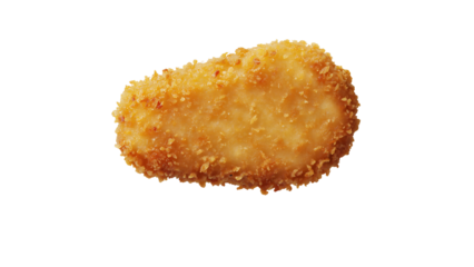 Crispy fried chicken nugget isolated on transparent background, a popular and convenient fast food snack for kids and adults