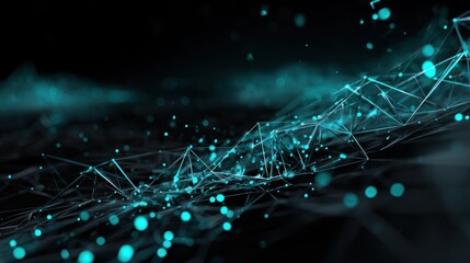 A network of interconnected lines and dots against a dark background.