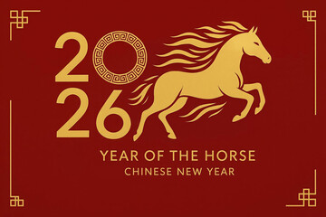 Chinese Zodiac Horse Illustration Representing 2026 New Year