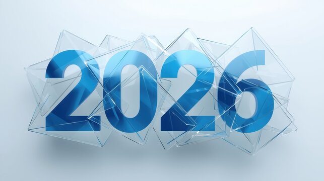 Blue 2026 numbers on a white background with icy texture