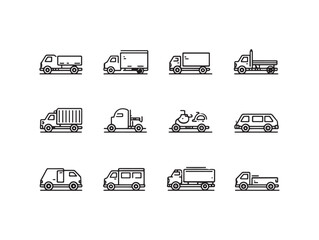 Mini Truck line art efficient delivery machine