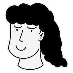 Line art illustration smile curly woman