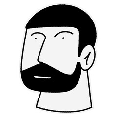 Line art illustration bearded man
