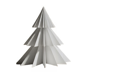 Minimalist white paper christmas tree for holiday season on transparent background