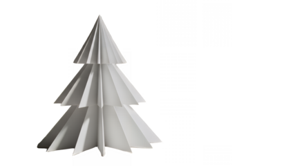 Minimalist white paper christmas tree for holiday season on transparent background