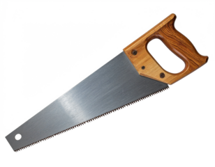 Hand Saw with Orange Handle Isolated on White