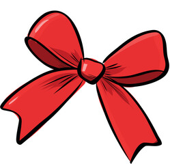 Red bow festive ribbon decoration vector illustration