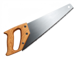 Hand Saw with Orange Handle Isolated on White