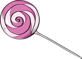 Pink swirl lollipop candy vector illustration