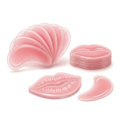 Pink Lip-shaped Snack Plates and Dishware Set on White Background