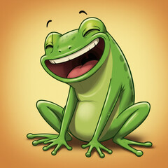 Joyful cartoon frog bursting with laughter and happiness, perfect for expressing delight and amusement in any project