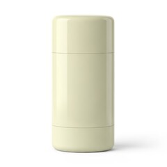 Cream-colored Portable Thermos Bottle with Smooth Curved Design on White Background