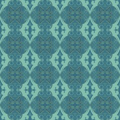 Teal Floral Ornamental Seamless Pattern Abstract doodle seamless patterns art, meditation, peaceful, coloring, prints, ornamental design, fabric, carpet, t-shirt.
