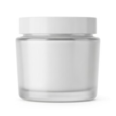White Cosmetic Jar with Lid on White Background for Skincare and Beauty Products