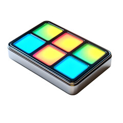 Colorful music instrument : A vibrant, modern musical instrument illuminates with a spectrum of colors, promising a sensory experience for music enthusiasts.