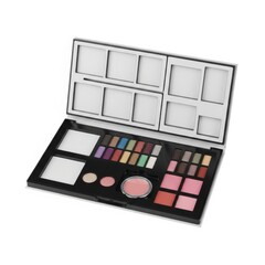 Makeup Palette with Eyeshadows Blush and Lip Colors in Open Case for Beauty Art