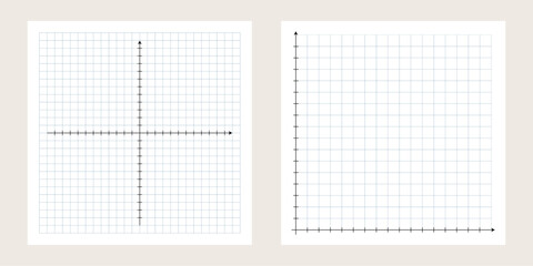 Blank cartesian coordinate system vector. Two dimensional orthogonal grid with X and Y axes. Mathematical diagram template isolated on white background. Abstract geometry illustration 