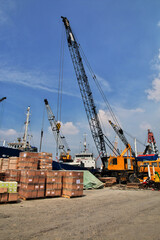 Fototapeta premium Jakarta, Indonesia - 29 Jul 2016. The cargo port in Jakarta city