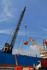 Fototapeta premium Jakarta, Indonesia - 29 Jul 2016. The cargo port in Jakarta city