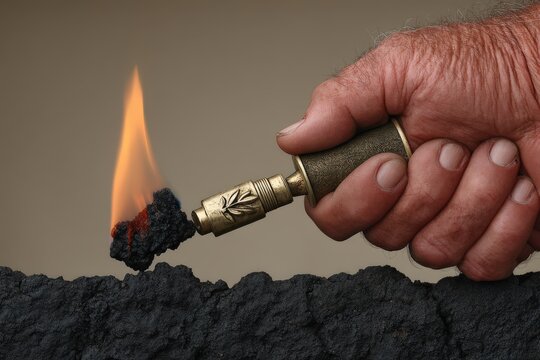 Captivating ignition of a flame by a hand holding a brass lighter demonstrating the art of fire and its symbolic connection to creativity and transformation captured with clarity