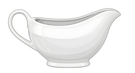 White Ceramic Gravy Boat with Handle for Serving Sauces