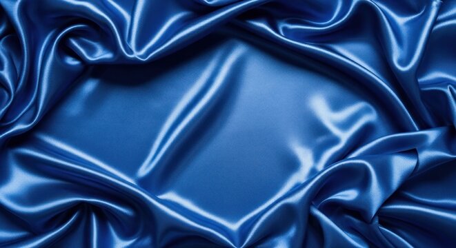 A blue, crumpled piece of silk fabric with a smooth, glossy surface. - Powered by Adobe