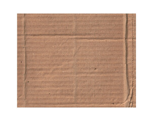 Torn piece of brown cardboard with rough edges isolated on white background
