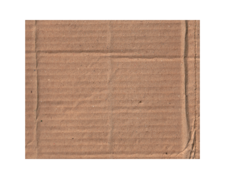 Torn piece of brown cardboard with rough edges isolated on white background