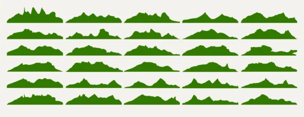 Fototapete Rund Grün Mountain Silhouette Vector Collection Green Landscape Shapes  © AKASH