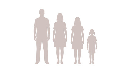 Family Silhouettes Set. Vector illustration of adult man, woman, teenage girl, and young child representing human population, generation, and demographics.