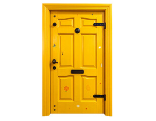 Obraz premium Elegant Wooden Double Door with Golden Handles Isolated on White