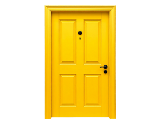 Elegant Wooden Double Door with Golden Handles Isolated on White