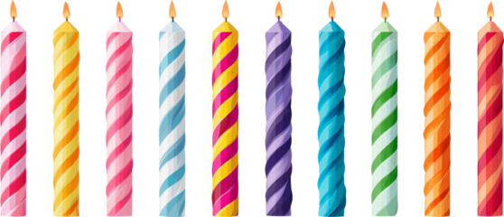 Colorful birthday candle set bright striped wax candle row celebration party decor