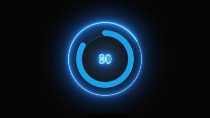 Blue Neon Circular Progress Indicator with Number 47 on Black Background circle. Glowing blue circular progress meter displaying 47 on black backdrop, high-tech digital UI animation concept. - Powered by Adobe