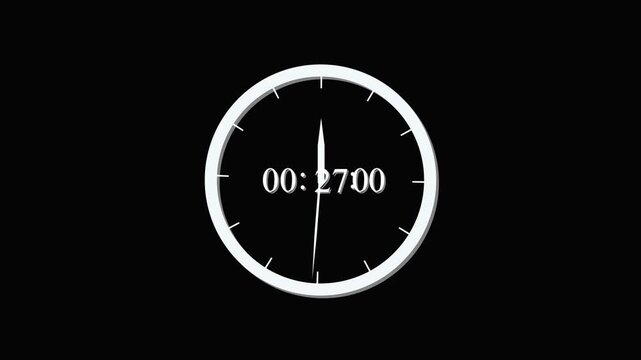 Analog Clock Face with Time Displaying 00:13:27 watch timer. Elegant analog clock face displaying 00:13:27, dynamic watch interface for countdown and time tracking.