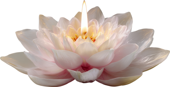 Soft pink lotus candle flame serenity
