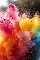 Obraz premium Vibrant explosion of colorful powder paint in motion