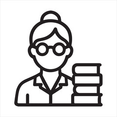 Minimalist librarian icon with clean lines