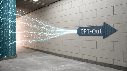 Data stream hitting a wall and splitting toward an optout sign